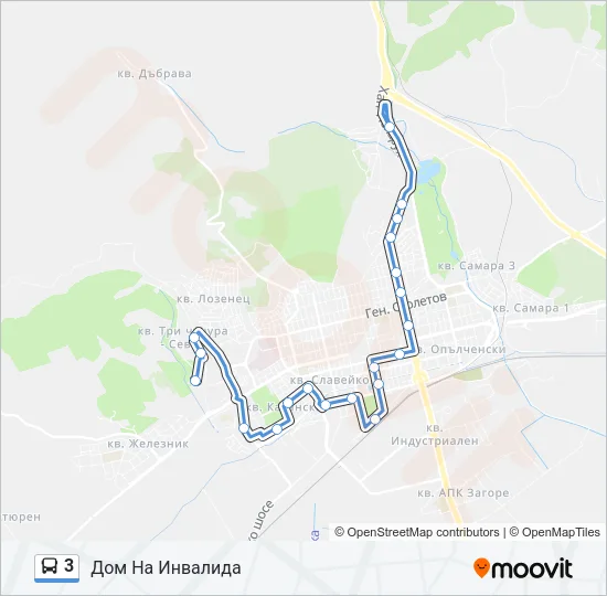 3 автобус Карта на Линията
