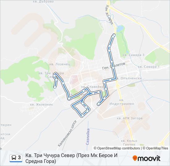 3 автобус Карта на Линията