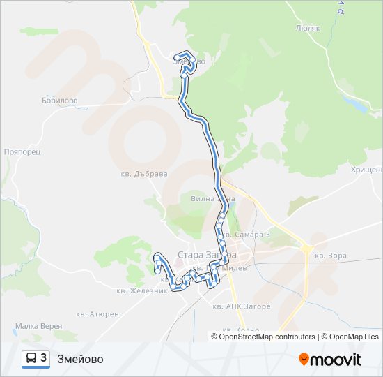 3 автобус Карта на Линията