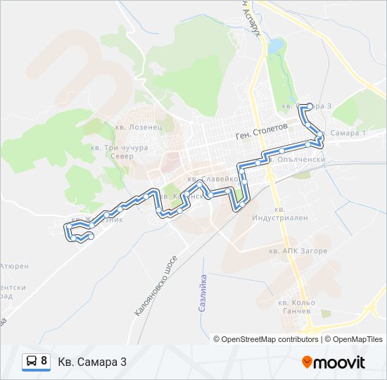 8 автобус Карта на Линията