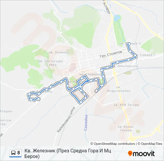 8 автобус Карта на Линията