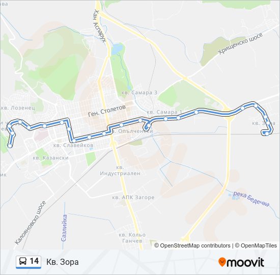 14 bus Line Map