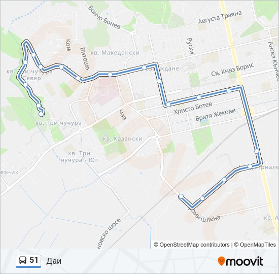 51 автобус Карта на Линията