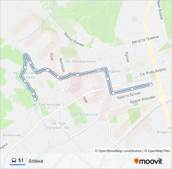 51 Bus Line Map