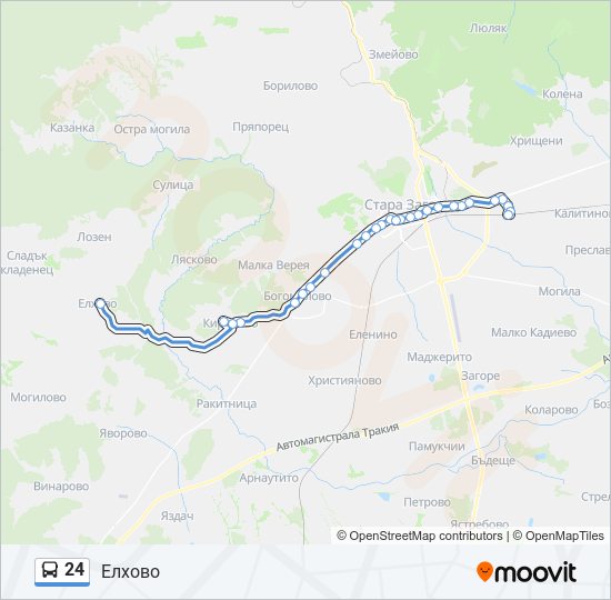 24 автобус Карта на Линията