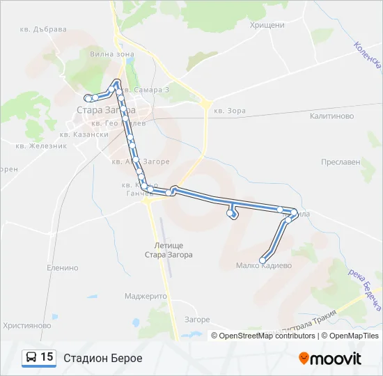 15 автобус Карта на Линията