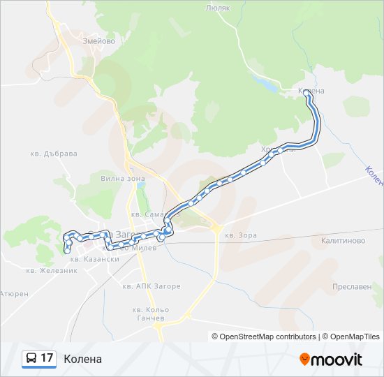 17 автобус Карта на Линията