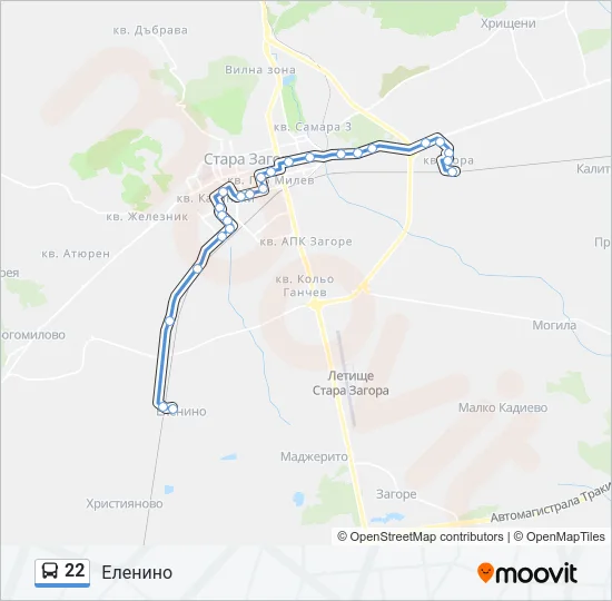 22 автобус Карта на Линията