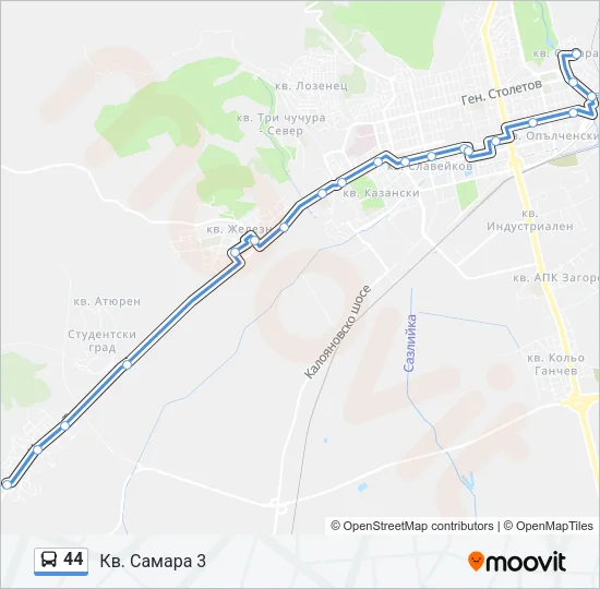 44 автобус Карта на Линията