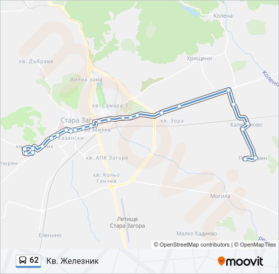 Автобус 62: карта маршрута