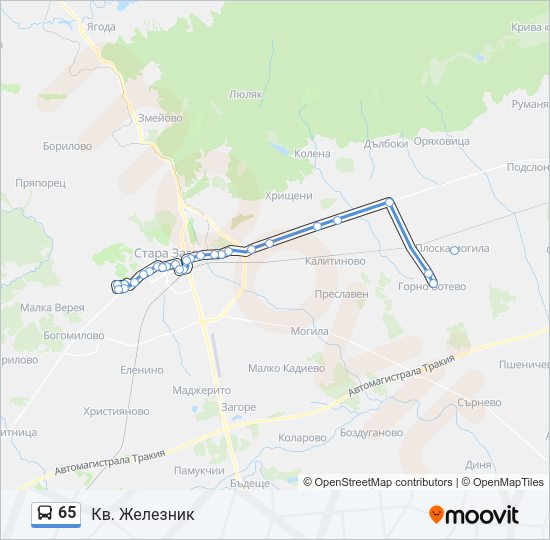 Автобус 65: карта маршрута