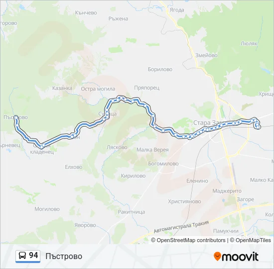 Автобус 94: карта маршрута