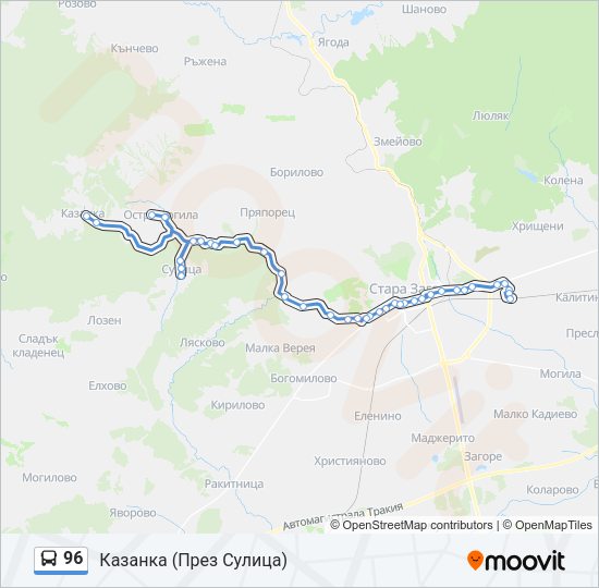 Автобус 96: карта маршрута