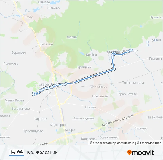 64 автобус Карта на Линията