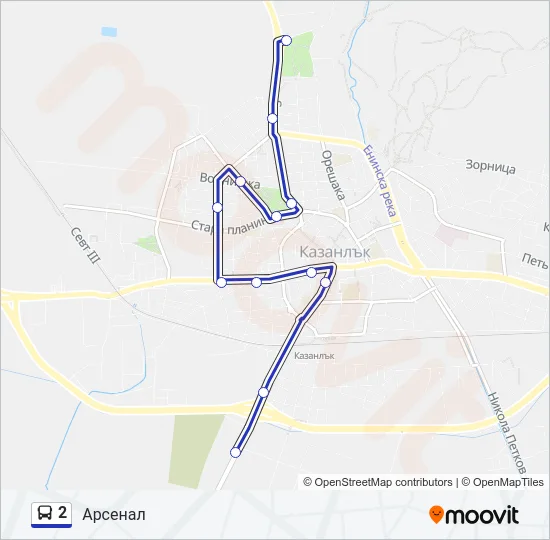 Автобус 2: карта маршрута