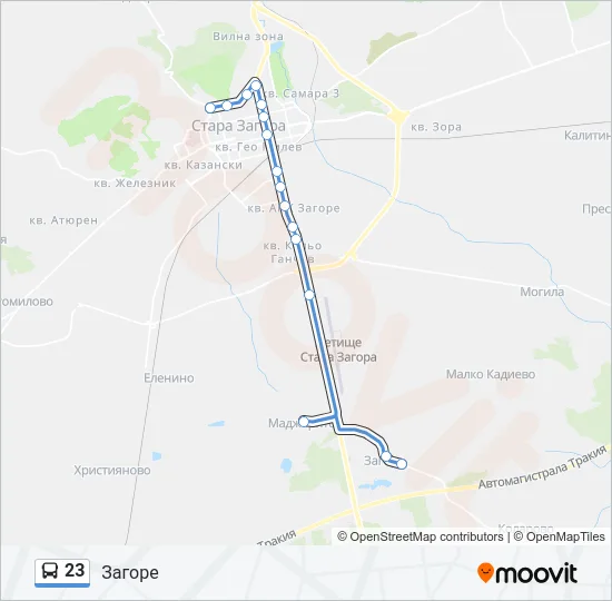 23 автобус Карта на Линията