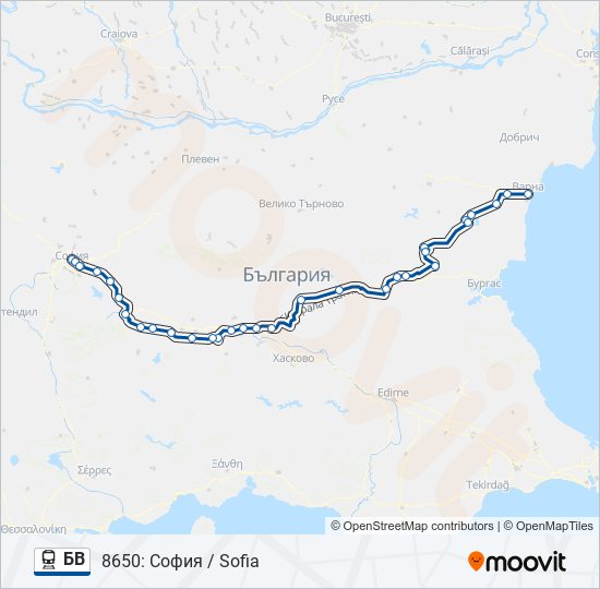 Поезд БВ: карта маршрута