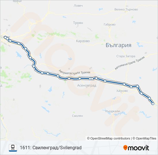 Поезд БВ / МБВ: карта маршрута