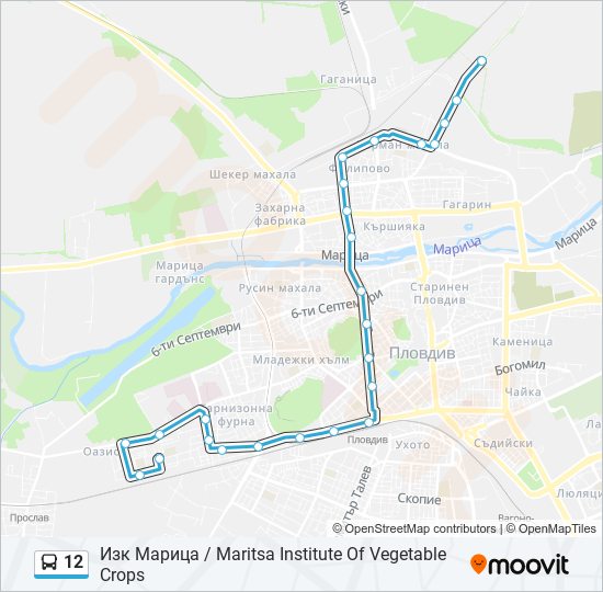 Автобус 12: карта маршрута