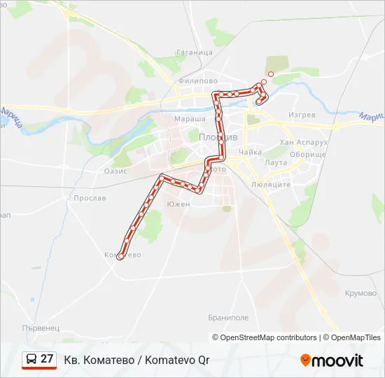 Автобус 27: карта маршрута