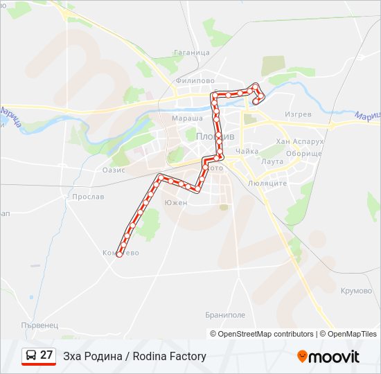 Автобус 27: карта маршрута