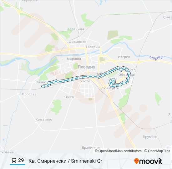 Автобус 29: карта маршрута