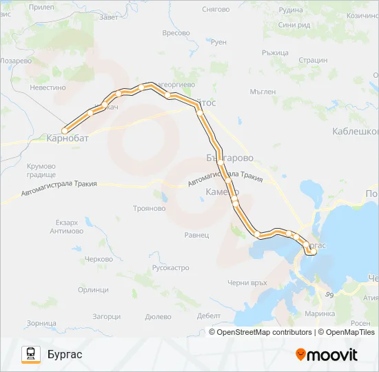 КПВ 80253 влак Карта на Линията