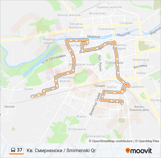 Автобус 37: карта маршрута