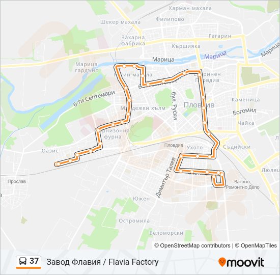 Автобус 37: карта маршрута