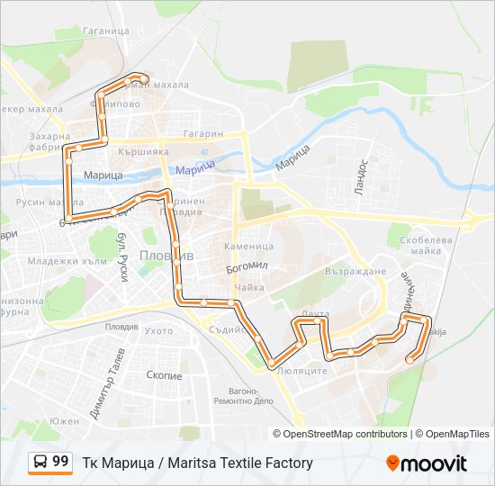 Автобус 99: карта маршрута