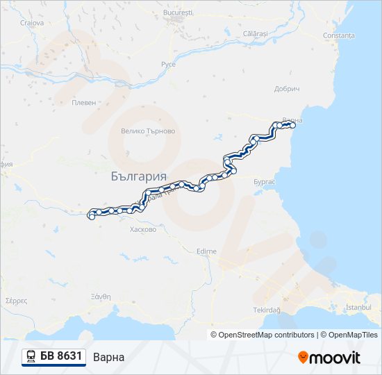 Поезд БВ 8631: карта маршрута
