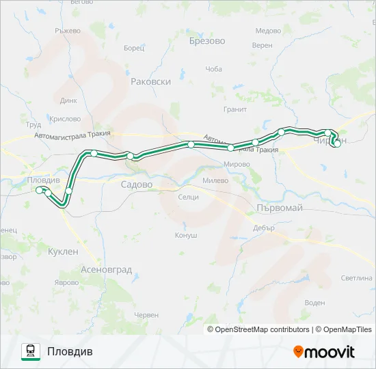 ПВ 80110 влак Карта на Линията