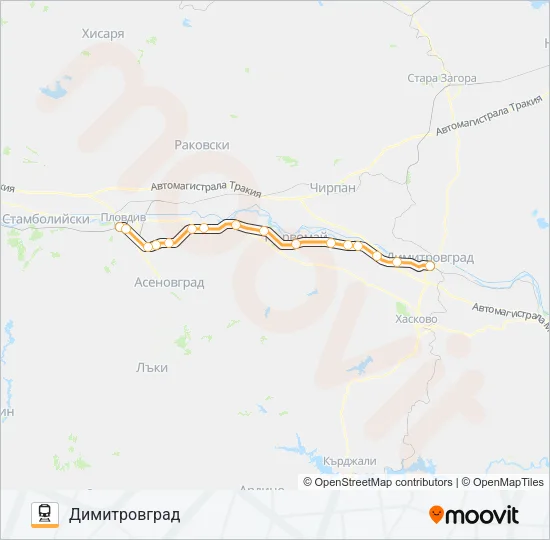 КПВ 10241 влак Карта на Линията