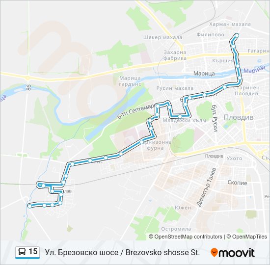 Автобус 15: карта маршрута