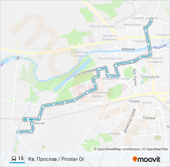 Автобус 15: карта маршрута