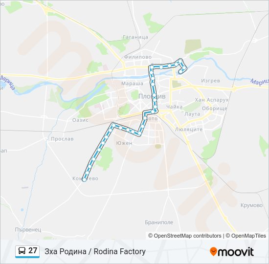 Автобус 27: карта маршрута