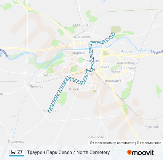 Автобус 27: карта маршрута