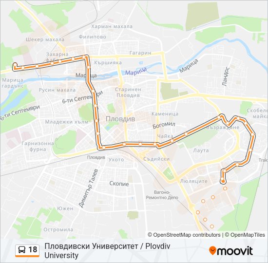 Автобус 18: карта маршрута