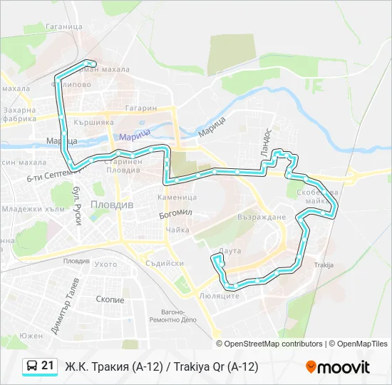 Автобус 21: карта маршрута