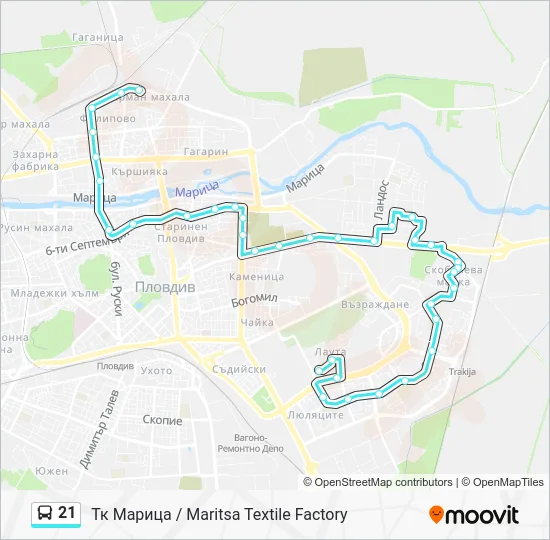 Автобус 21: карта маршрута