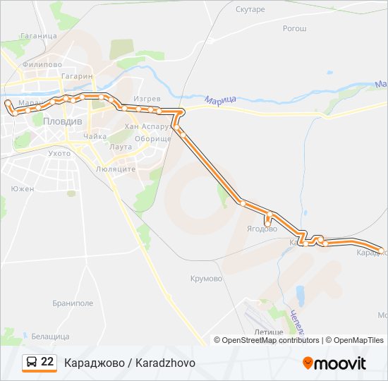 22 bus Line Map