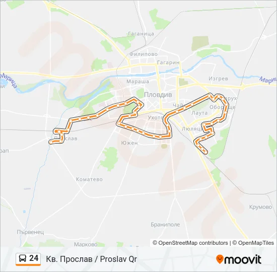 24 автобус Карта на Линията