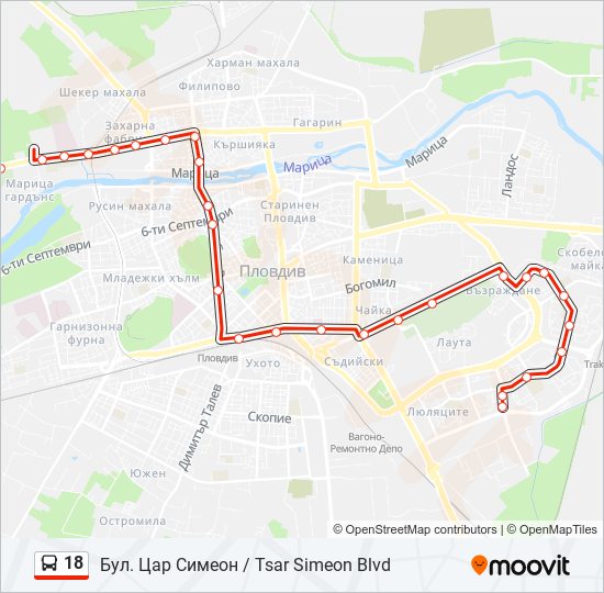 18 bus Line Map