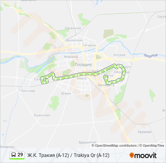 29 автобус Карта на Линията