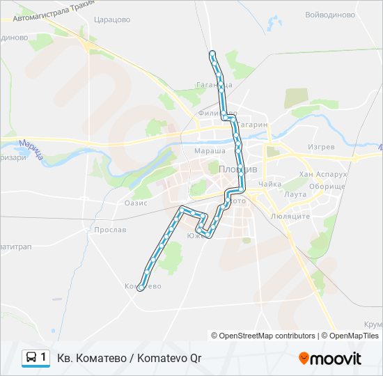 Автобус 1: карта маршрута