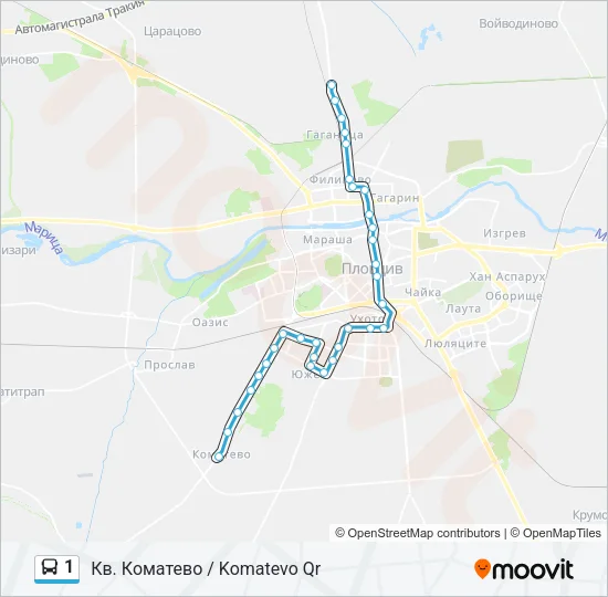 Автобус 1: карта маршрута