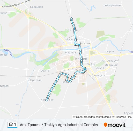 Автобус 1: карта маршрута