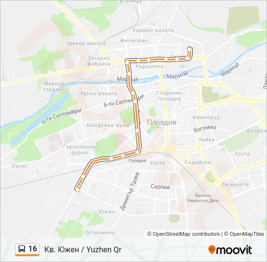 16 Bus Line Map