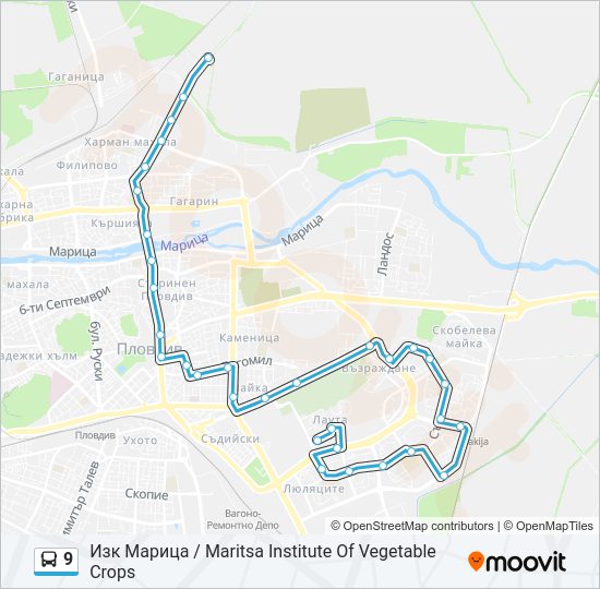9 автобус Карта на Линията