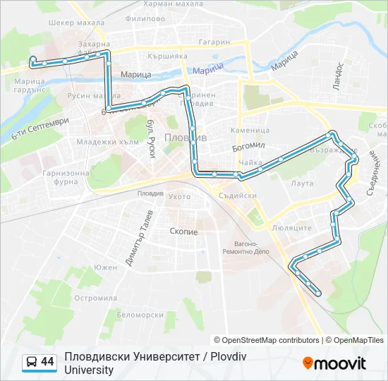 Автобус 44: карта маршрута